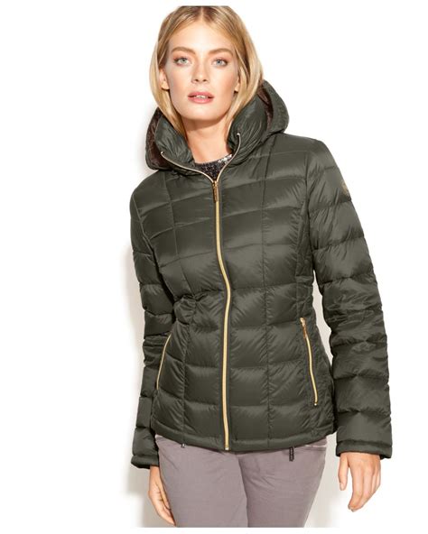 michael kors packable bomber jacket|Michael Kors green puffer jacket.